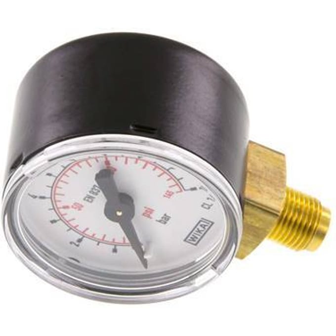 0..10 Bar Manometer Onderaansluiting Staal/Messing 40 mm Klasse 1.6