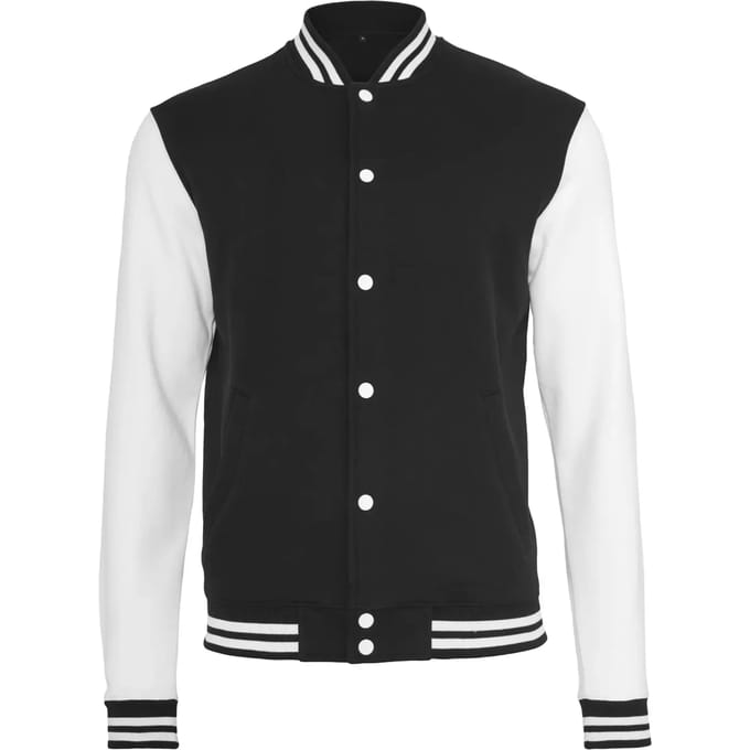 Build Your Brand - Sweat College Jacket - Black/White maat L