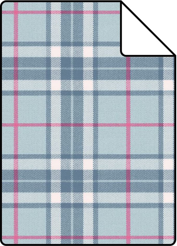 Proefstaal ESTAhome behang ruiten blauw - 26.5 x 21 cm - 132025-S