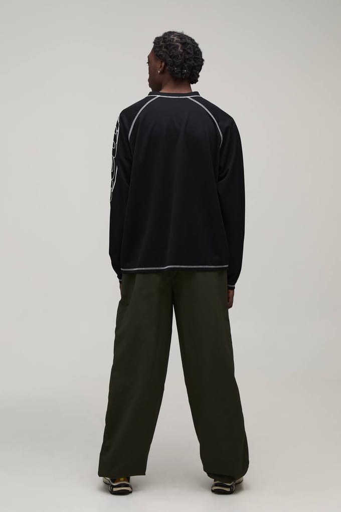 Relaxed Fit Nylon Broek Met Elastische Voorkant Binding En Trekkoord Zoom | Khaki | Size Medium