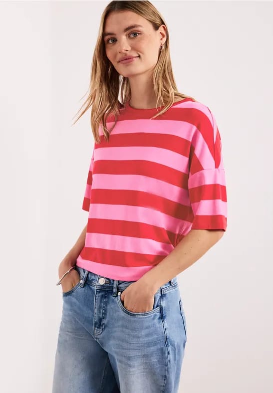 Shirt met ronde hals en strepen