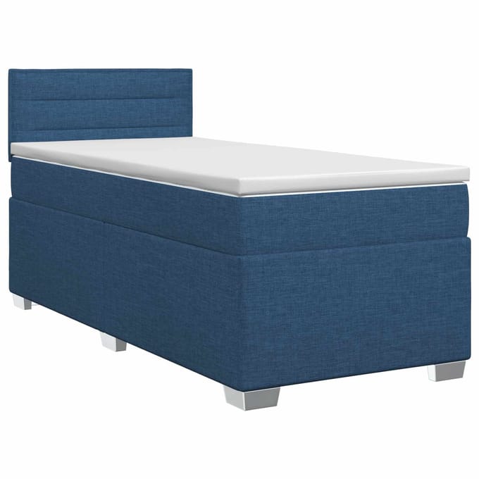 vidaXL - Boxspringbed - met - matras - met - hoofdeinde - Blauw - 100 - x - 200 - cm - Stof