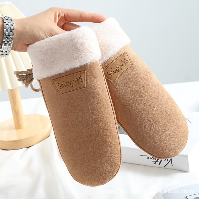 BukkitBow - Wanten Dames - Warme Winterhandschoenen Dames - Fluffy - Unisex voor Volwassenen - Beige/Bruin
