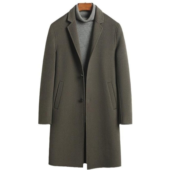 Manteau en laine double face fait main manteau en laine pour hommes manteau en cachemire 5XL black