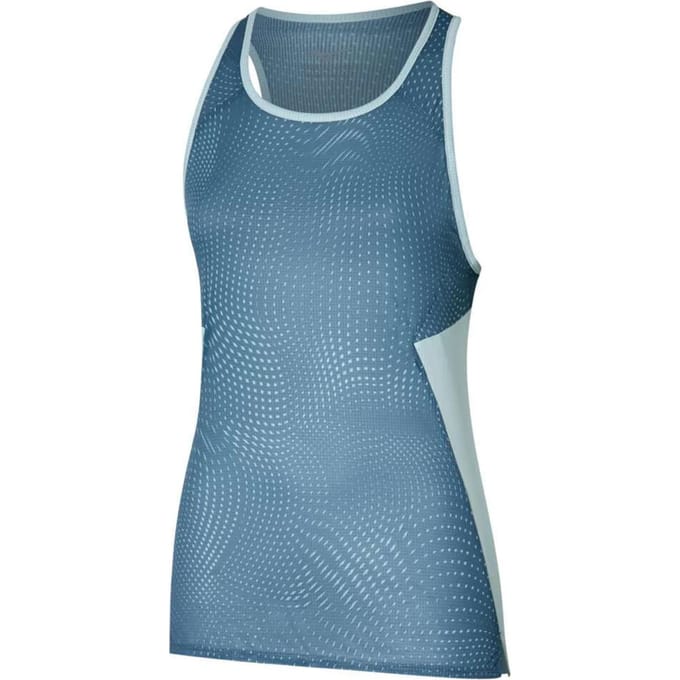 Mizuno DryAeroFlow Graphic Hardloopshirt Dames-Blaugrau,Lichtblauw