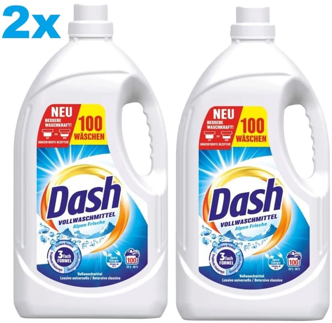 2x Dash Vloeibaar Wasmiddel Alpen Frische – 200 Wasbeurten – 2 x 4,5L – Universeel Wasmiddel - 2 stuks