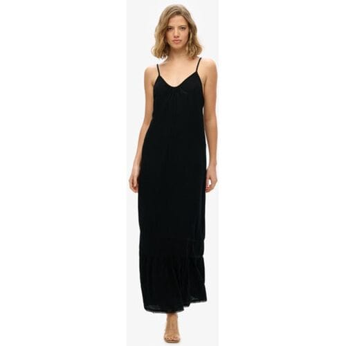 Superdry Cami Maxi-jurk Zwart Grootte: 44