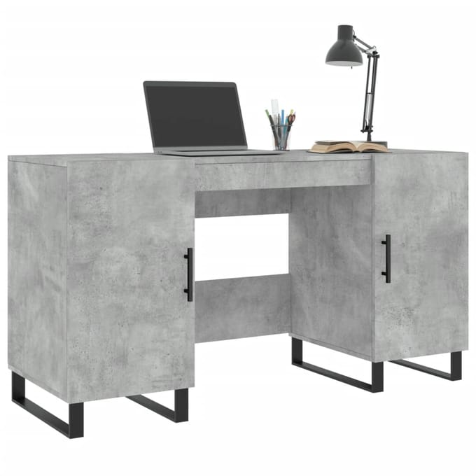 vidaXL - Bureau - 140x50x75 - cm - bewerkt - hout - betongrijs