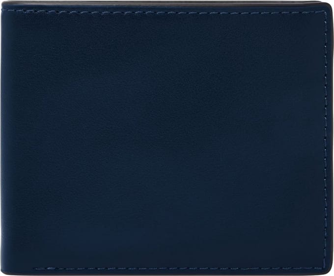 FOSSIL Leren Portemonnee Steven FPW Bifold Wallet Midnight Navy Donkerblauw