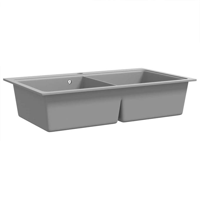 vidaXL - Spoelbak - opbouw - graniet - dubbele - bak - grijs