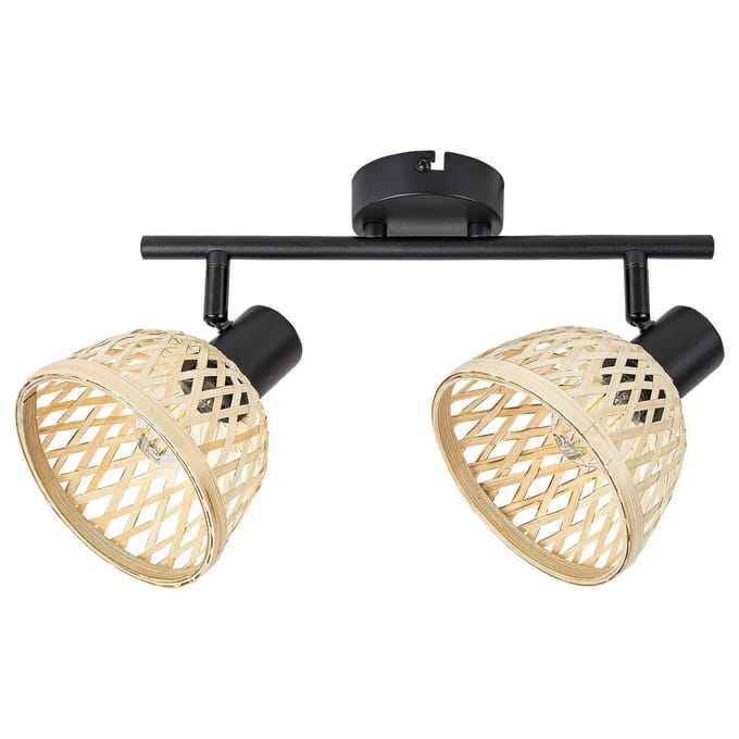 Rabalux - Wandlamp | Rotan lamp ind.spot.E14 2xMAX15W - Zwart