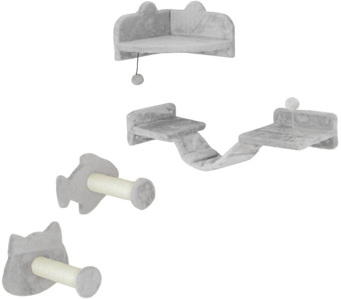 Wishdor - Kattenkrabpaal - pluche - verticale structuur - 90B x 26T x 12,5H cm LIGHT GREY