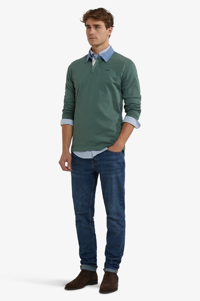 McGregor Solid Rugby Winter Sage Größe: S | Longsleeves Outlet | Herren | Grün