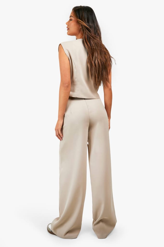 boohoo Dames Fluid wijde broek | Taupe | Maat: 42