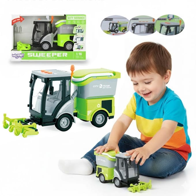 Woopie City Sweeper 1:16 Groene geluids- en lichteffecten - UNI