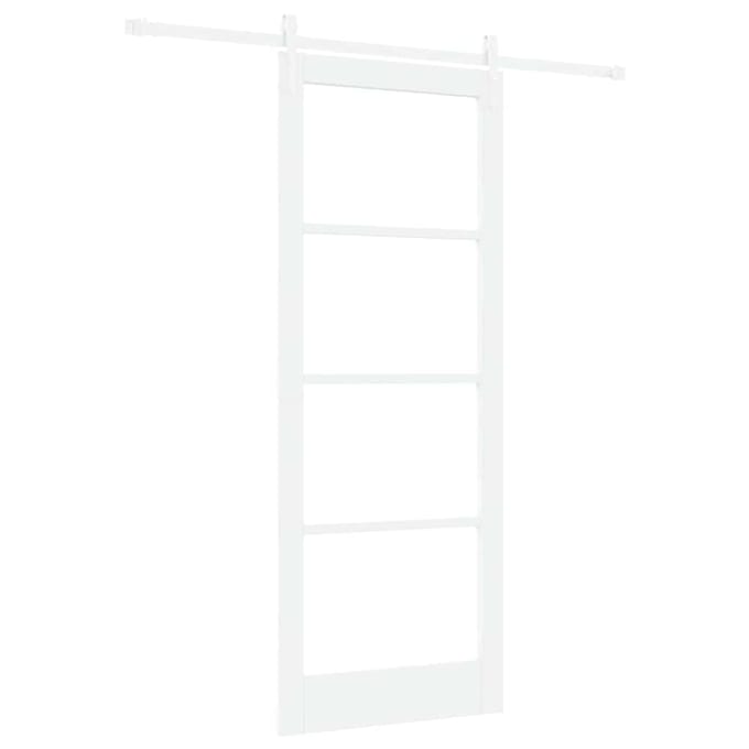 vidaXL - Schuifdeur - 83 - x - 211 - cm - Massief - grenenhout - en - glas - Wit