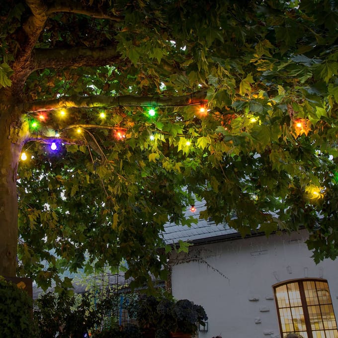 Konstsmide 2397 - Feestverlichting  koppelbaar tot 40m - verlengsnoer 10 lamps transp 80 LED - 1000 cm - 24V - voor buiten - multicolor