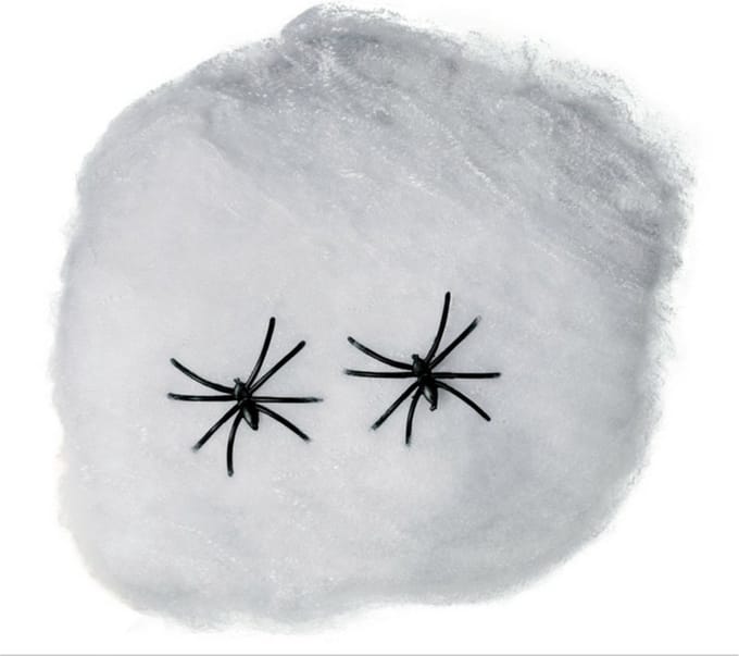 spinrag + 2 spinnen - wit - 40 gram