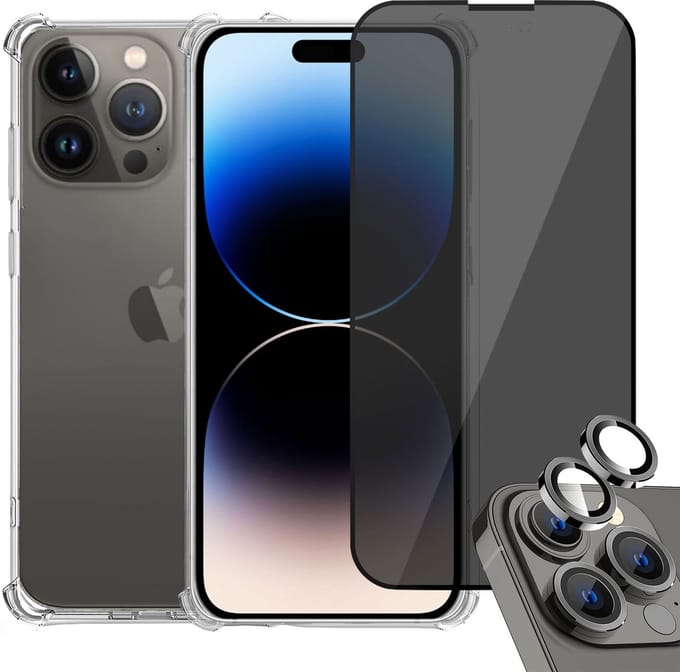 Geschikt voor iPhone 14 Pro Max Hoesje + Screenprotector + Camera Beschermglas – Gehard Glas Screen Cover Protector