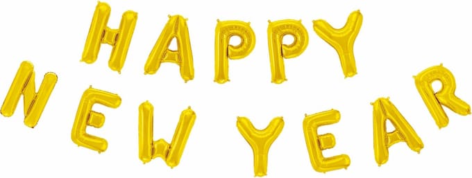 Folieballon Tekst 16" 'Happy New Year' Goud