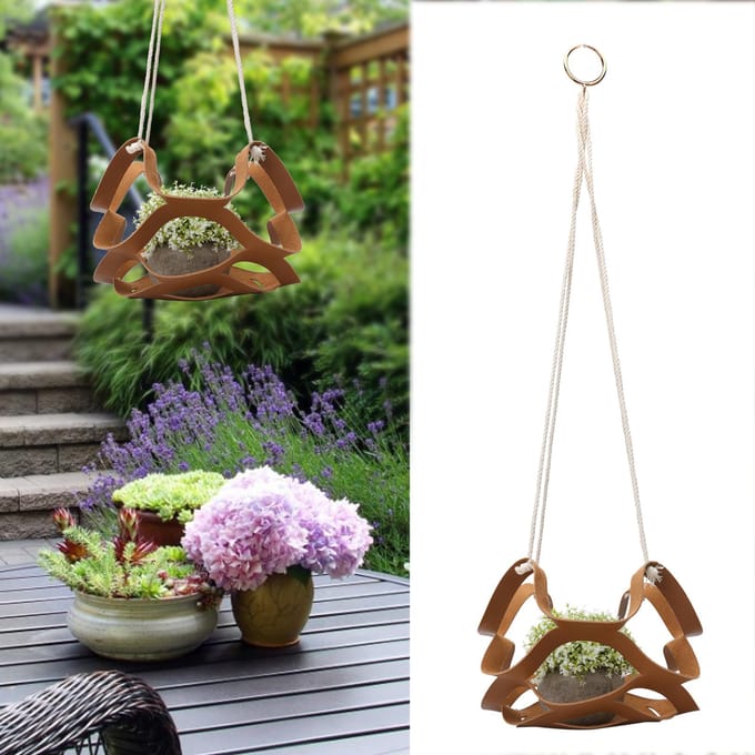 PU Leer Bloempot Display Houder Succulent Hangmand Plantenbak DecoratieL Bruin white