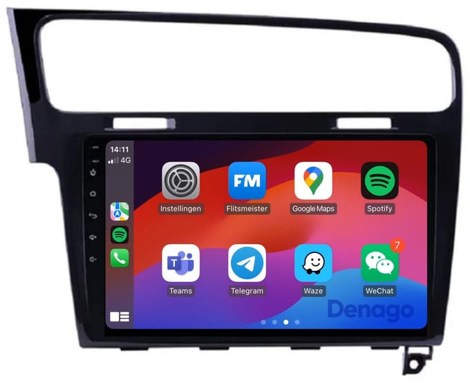CarPlay autoradio geschikt voor Volkswagen Golf 7 | 2012 t/m 2020 | Android 16 | Draadloos Apple CarPlay & Android Auto | 2GB + 32GB | QuadCore processor | Denago DNG-A309 | 2025 model | 2012 2013 2014 2015 2016 2017 2018 2019 2020 | Bluetooth & Wifi