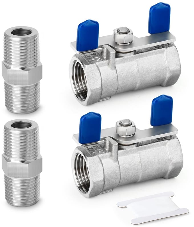 Dailygoods- Mini-Kogelklep 1/2" Bsp - 2 Stuks - Roestvrij Stalen