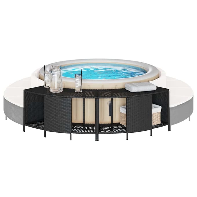Étagères d'extérieur pour jacuzzi 2 pièces Polyrotin Noir