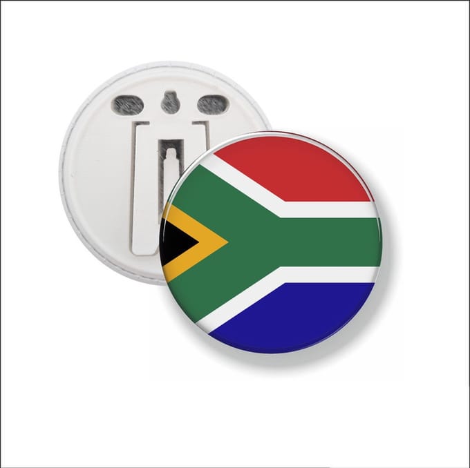 Button Met Clip 58 MM - Vlag Zuid-Afrika