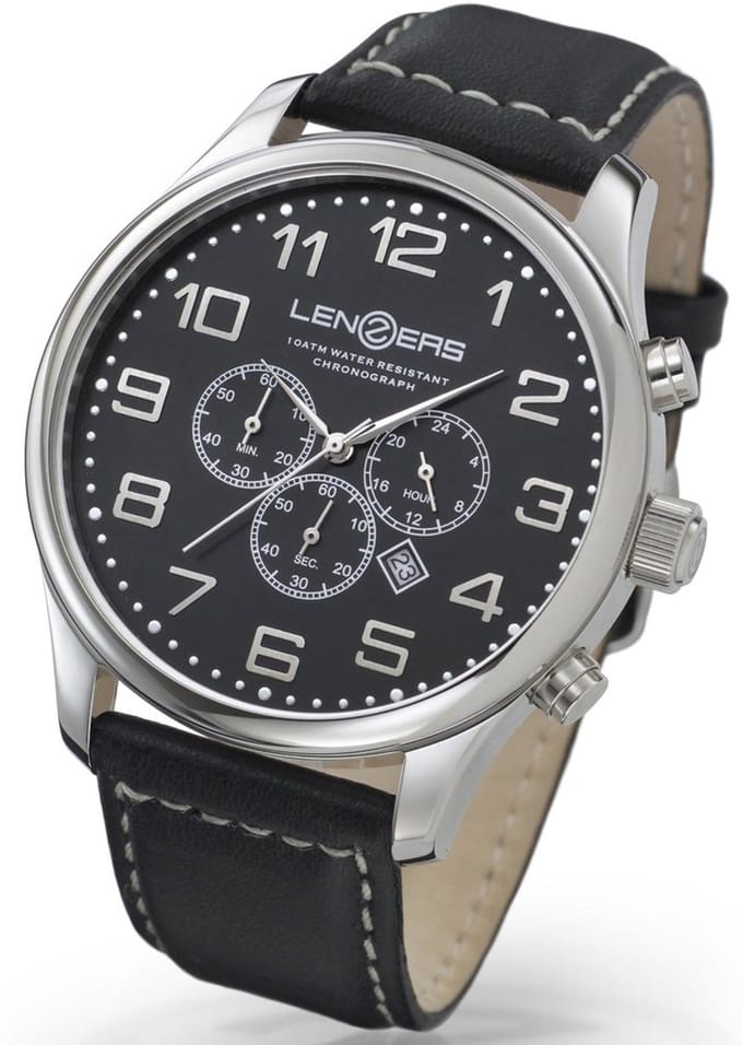 Lenzers Javelin Chronograph XL Herenhorloge met Stopwatch en Datum - Quartz 48mm