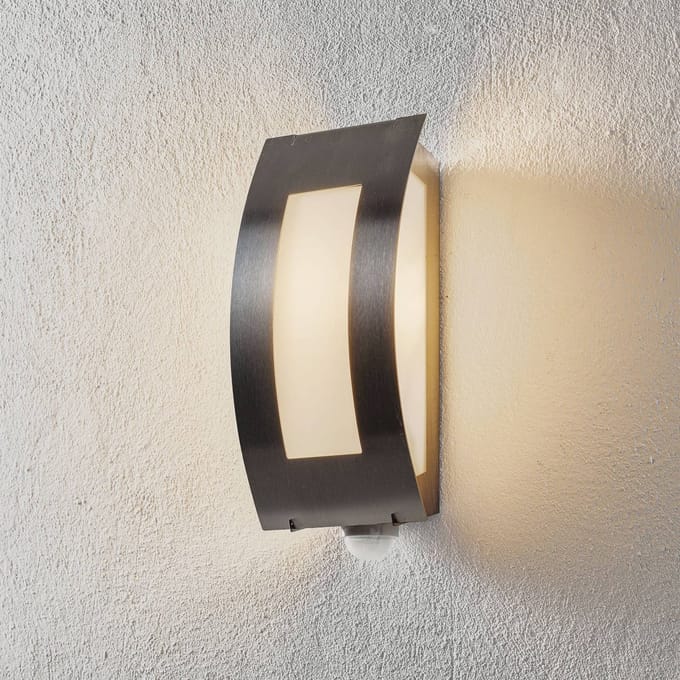CMD Buitenwandlamp vierkant van roestvrij staal met sensor