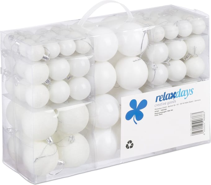 Kerstballen - set van 100 - plastic - wit