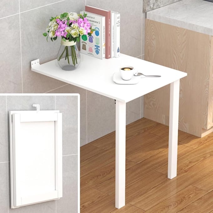 Klaptafel Wandmontage - Uitschuifbare Tafel - Ruimtebesparend Werken - Stevig & Stabiel - Diverse Maten - Wit & Zwart