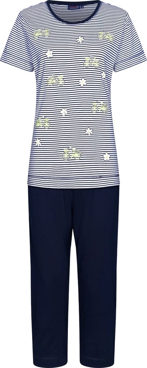 Rebelle Dames Pyjamaset Flower Ride - Blauw/Wit - Katoen - Maat 36