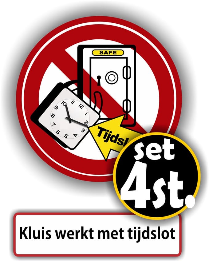 Jerma - Kluis met tijdslot - Sticker - Set 4 st - 2 van Ø10 cm - 2x 2.5x10 cm - Zelfklevend -