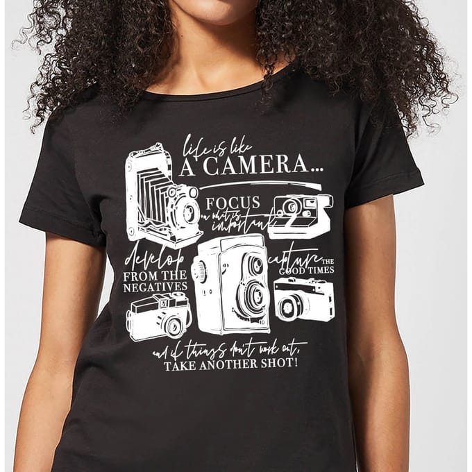Life Is Like A Camera Dames T-shirt - Zwart - 3XL