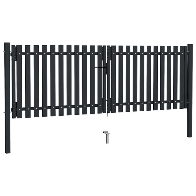 vidaXL - Dubbele - poort - met - deur - staal - 300x75 - cm - antraciet