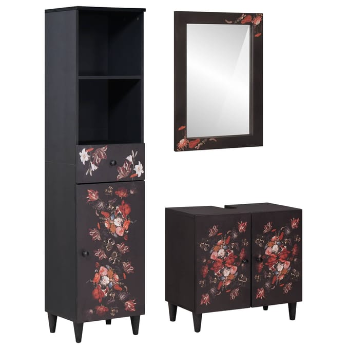 vidaXL Badkamerkast set met lade met opslag 3 pcs Massief Mango Hout