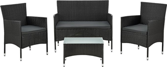 Polyrotan Loungeset Fort Myers - Zwart