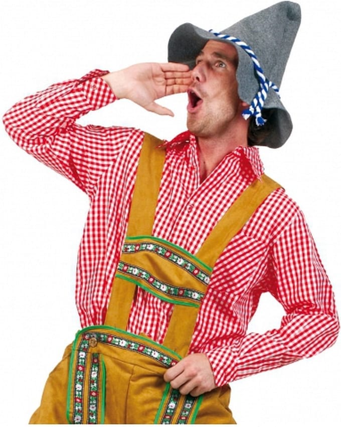 Rode Oktoberfest Tiroler blouse heren maat S en M