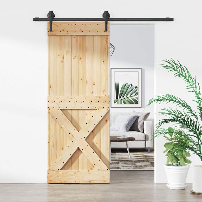 vidaXL - Schuifdeur - 80 - x - 210 - cm - Massief - Pine - Hout - (Onbehandeld)