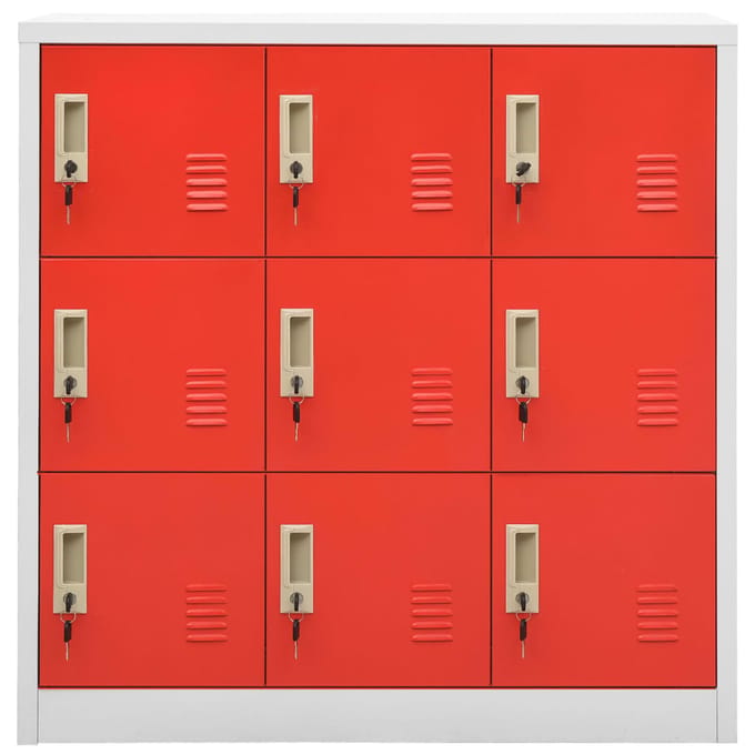 vidaXL - Lockerkasten - 5 - st - 90x45x92,5 - cm - staal - lichtgrijs - en - rood