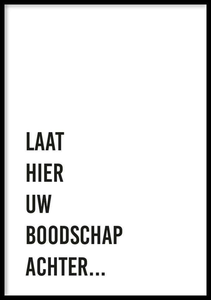 Poster Boodschap achterlaten - WC Posters - Inclusief lijst - 21x30 cm - A4 - Ingelijst - WALLLL