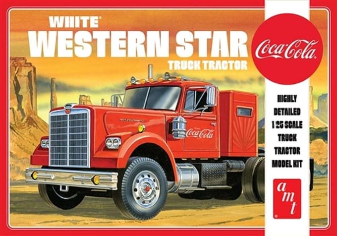 AMT Modelbouwpakket Landbouwvoertuigen - 1160 White Western Star - Semi Tractor - Coca Cola Plastic - 1:25 - Modelbouw