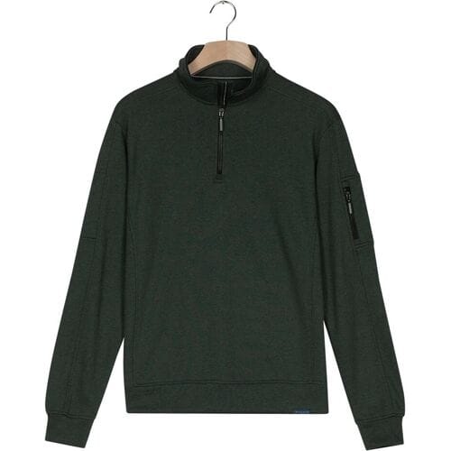Baileys Trui Sweat Half Zip Yarn Dyed Pinstripe Interlock Sleeve Zip Pocket Dark Forest / male