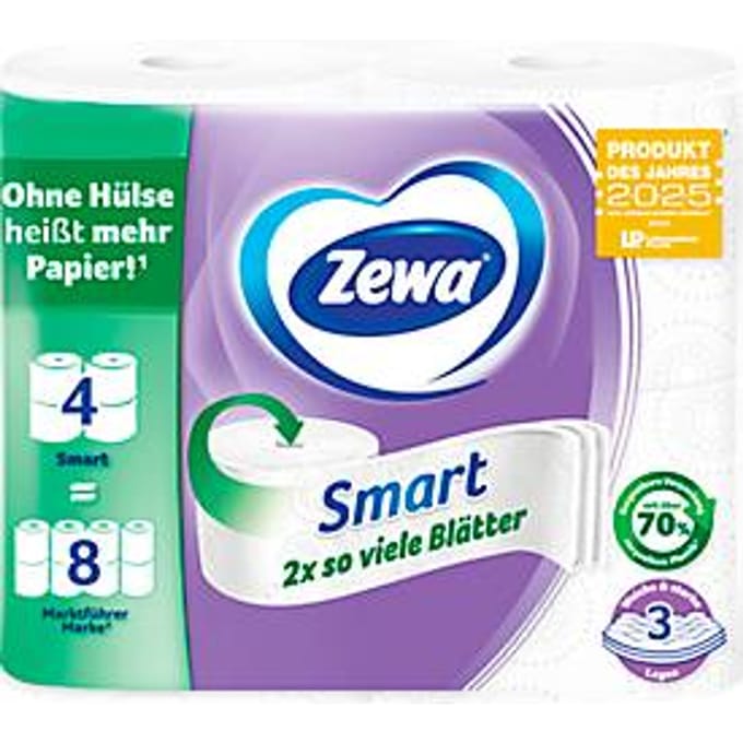 Toiletpapier Zewa, 3-laags, 300 vellen per rol, 4 rollen