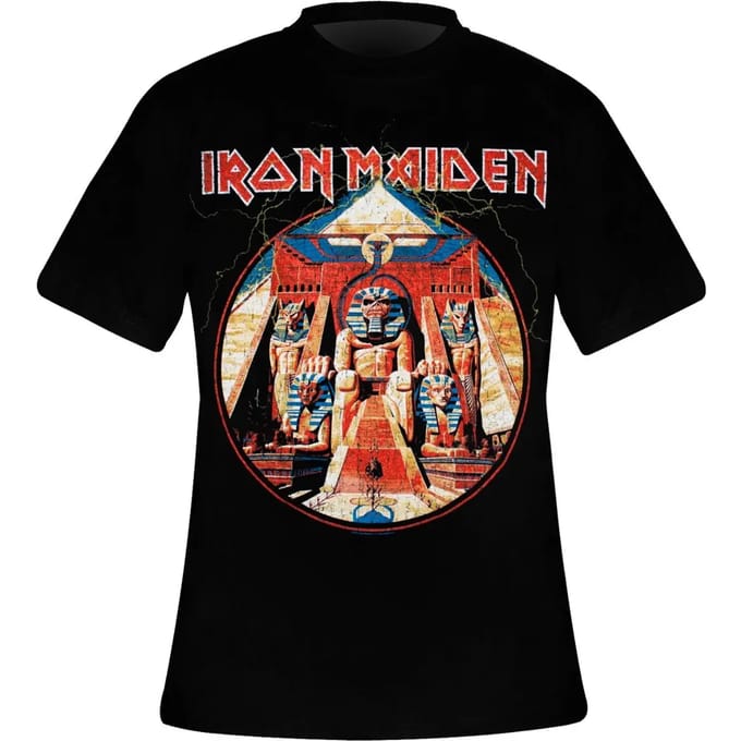 T-shirt Rock à Gogo Iron Maiden Powerslave Lightning Circle