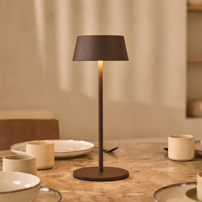 Tavellio Hugo Draadloze Tafellamp – H36 – USB en Touch – Mokka Bruin