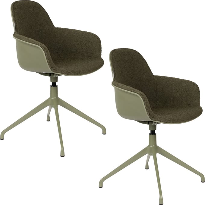 Zuiver Albert Kuip Swivel Eetkamerstoelen Armleuning Groen - Set van 2