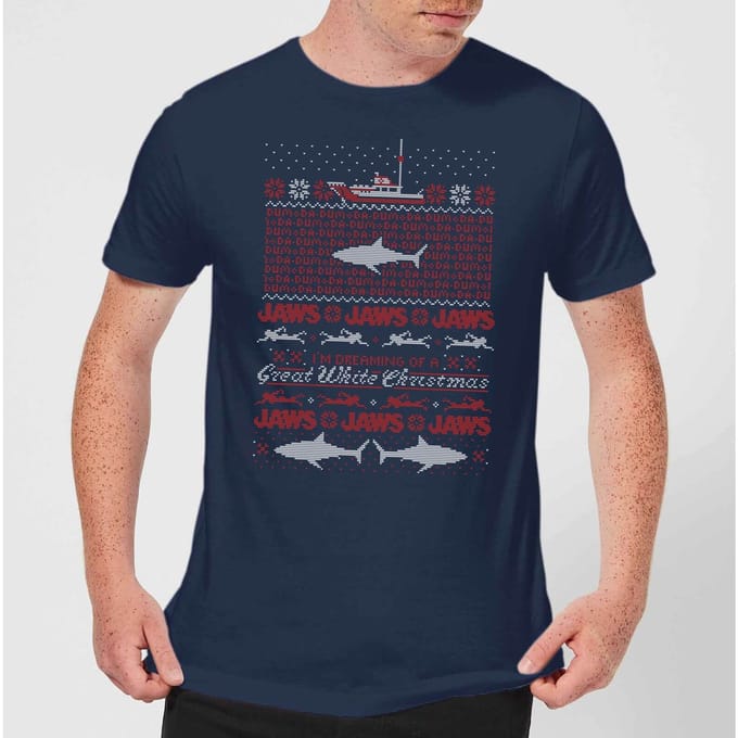 Jaws Great White Kerst T-Shirt - Navy - S